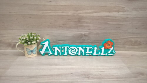 Nome em MDF - Peça de mesa Tema MOANA - Antonella 12 cm