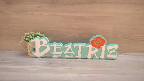 Nome em mdf - Peça de Mesa Tema Moana - Beatriz 15 cm