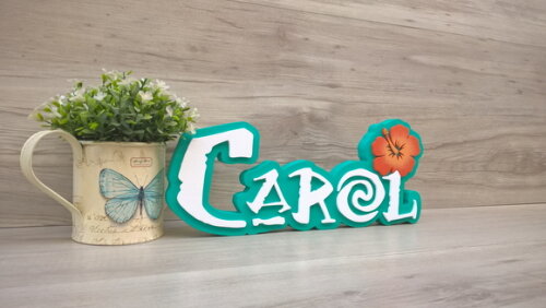 Nome em MDF - Peça de mesa Tema MOANA - Carol 12 cm