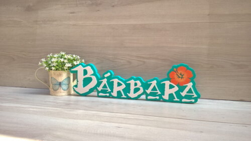 Nome em MDF - Peça de mesa Tema MOANA - Bárbara 12 cm