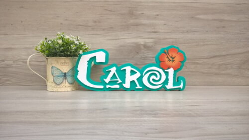 Nome em MDF - Peça de mesa Tema MOANA - Carol 12 cm