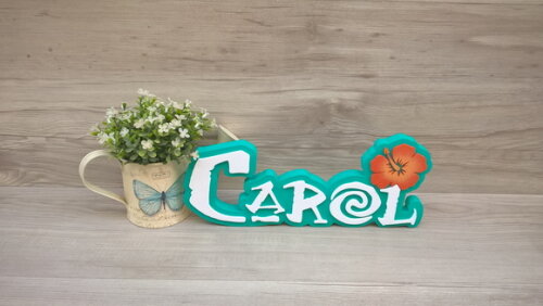 Nome em MDF - Peça de mesa Tema MOANA - Carol 12 cm