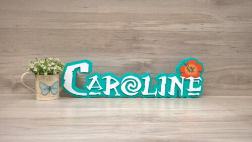 Nome em MDF - Peça de mesa Tema MOANA - Caroline 15 cm