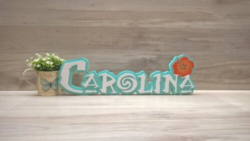 Nome em MDF - Peça de mesa Tema MOANA - Carolina 15 cm
