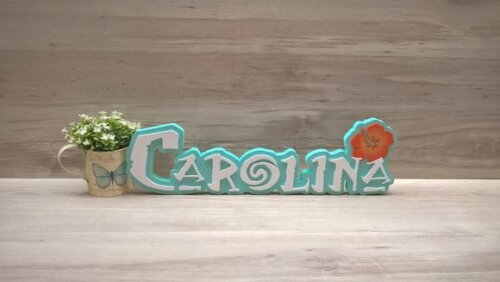Nome em MDF - Peça de mesa Tema MOANA - Carolina 15 cm