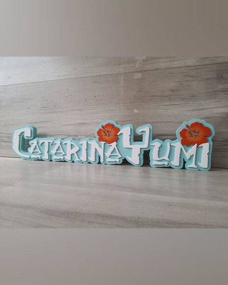 Nome em mdf - Peça de Mesa Tema Moana - Catarina Yumi 12 cm
