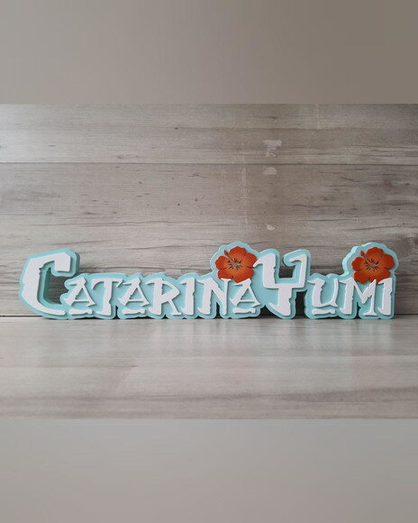 Nome em mdf - Peça de Mesa Tema Moana - Catarina Yumi 12 cm