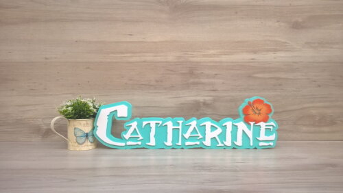 Nome em MDF - Peça de mesa Tema MOANA - Catharine 15 cm