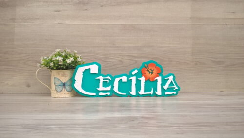 Nome em MDF - Peça de mesa Tema MOANA - Cecília 12 cm