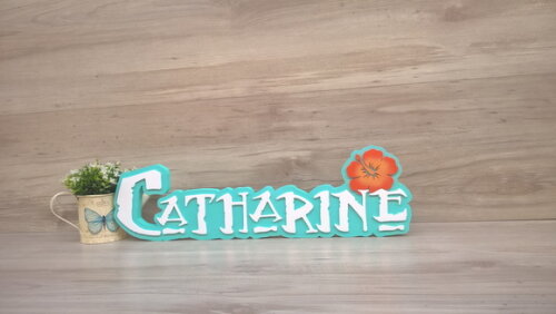Nome em MDF - Peça de mesa Tema MOANA - Catharine 15 cm