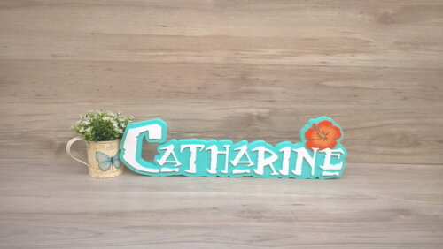Nome em MDF - Peça de mesa Tema MOANA - Catharine 15 cm