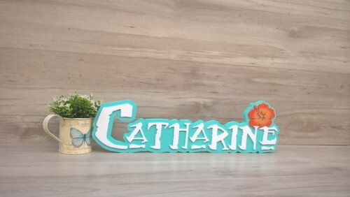 Nome em MDF - Peça de mesa Tema MOANA - Catharine 15 cm
