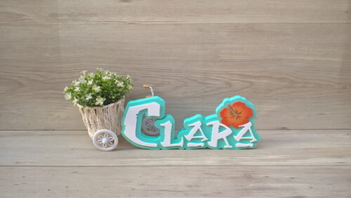 Nome em MDF - Peça de mesa Tema MOANA - Clara 12 cm