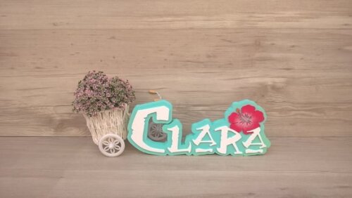 Nome em MDF - Peça de mesa Tema MOANA - Clara 12 cm