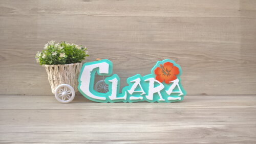 Nome em MDF - Peça de mesa Tema MOANA - Clara 12 cm