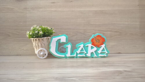 Nome em MDF - Peça de mesa Tema MOANA - Clara 12 cm