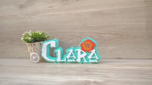 Nome em MDF - Peça de mesa Tema MOANA - Clara 12 cm