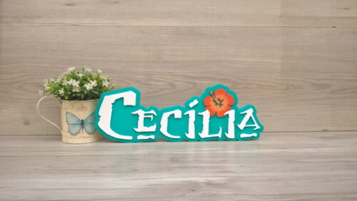 Nome em MDF - Peça de mesa Tema MOANA - Cecília 12 cm