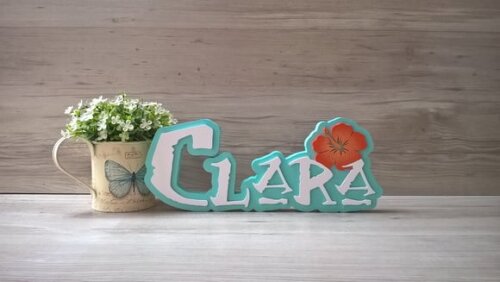 Nome em MDF - Peça de mesa Tema MOANA - Clara 12 cm