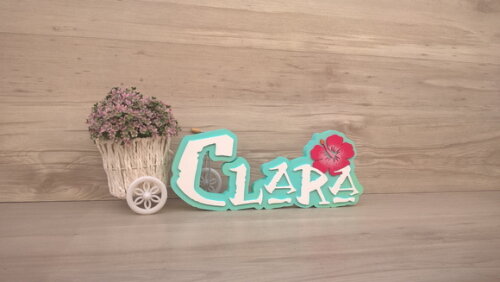 Nome em MDF - Peça de mesa Tema MOANA - Clara 12 cm