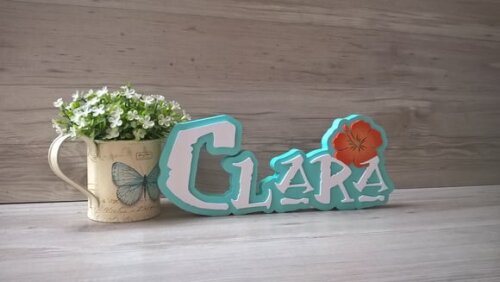 Nome em MDF - Peça de mesa Tema MOANA - Clara 12 cm
