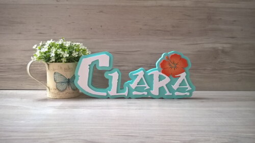Nome em MDF - Peça de mesa Tema MOANA - Clara 12 cm