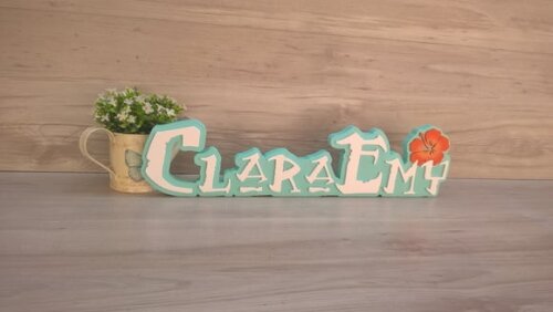 Nome em MDF - Peça de mesa Tema MOANA - Clara Emy 12 cm