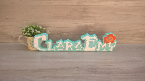 Nome em MDF - Peça de mesa Tema MOANA - Clara Emy 12 cm