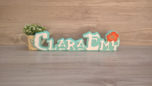 Nome em MDF - Peça de mesa Tema MOANA - Clara Emy 12 cm