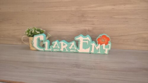Nome em MDF - Peça de mesa Tema MOANA - Clara Emy 12 cm