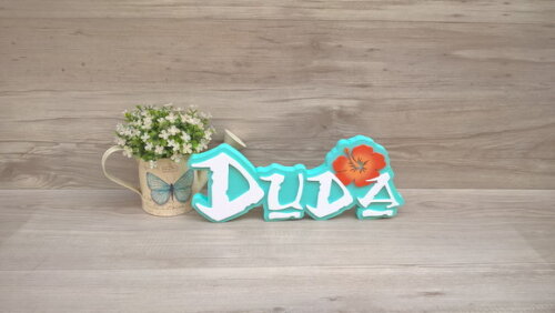 Nome em MDF - Peça de mesa Tema MOANA - Duda 12 cm