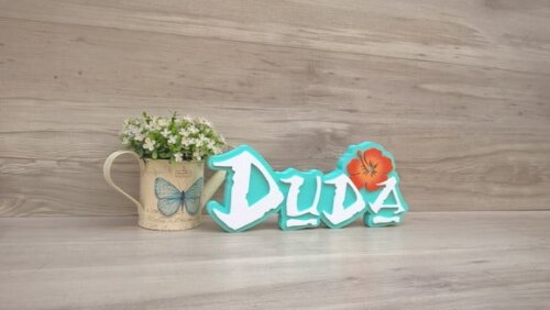 Nome em MDF - Peça de mesa Tema MOANA - Duda 12 cm
