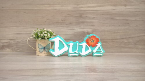 Nome em MDF - Peça de mesa Tema MOANA - Duda 12 cm