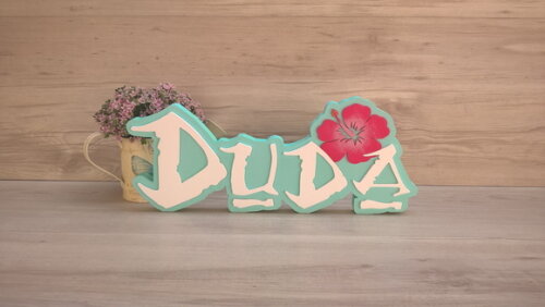 Nome em MDF - Peça de mesa Tema MOANA - Duda 15 cm