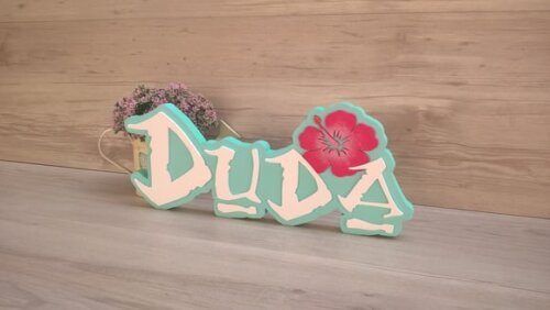 Nome em MDF - Peça de mesa Tema MOANA - Duda 15 cm