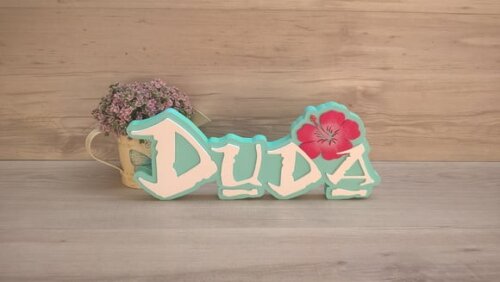 Nome em MDF - Peça de mesa Tema MOANA - Duda 15 cm