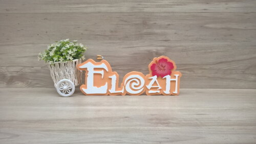 Nome em MDF - Peça de mesa Tema MOANA - Eloah 12 cm