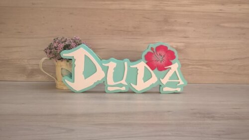 Nome em MDF - Peça de mesa Tema MOANA - Duda 15 cm