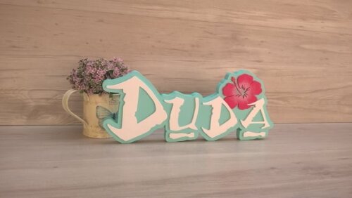 Nome em MDF - Peça de mesa Tema MOANA - Duda 15 cm