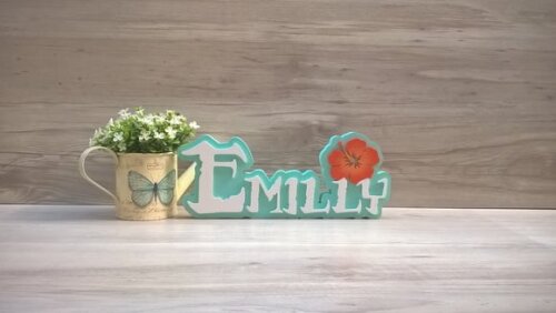 Nome em MDF - Peça de mesa Tema MOANA - Emilly 12 cm