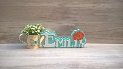 Nome em MDF - Peça de mesa Tema MOANA - Emilly 12 cm
