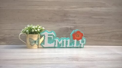 Nome em MDF - Peça de mesa Tema MOANA - Emilly 12 cm