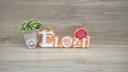 Nome em MDF - Peça de mesa Tema MOANA - Eloah 12 cm
