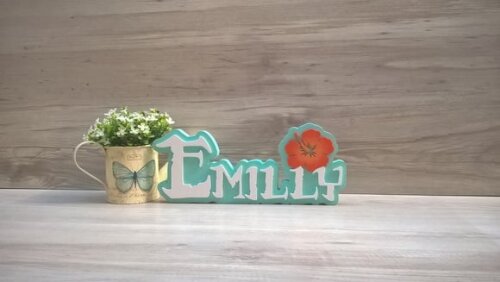 Nome em MDF - Peça de mesa Tema MOANA - Emilly 12 cm