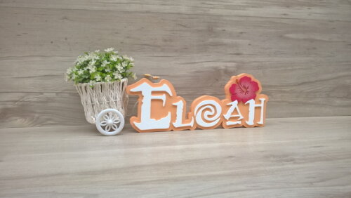 Nome em MDF - Peça de mesa Tema MOANA - Eloah 12 cm
