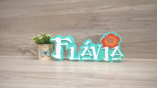 Nome em MDF - Peça de mesa Tema MOANA - Flávia 15 cm
