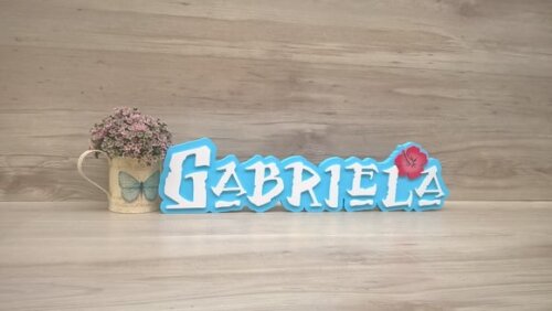 Nome em MDF - Peça de mesa Tema MOANA - Gabriela 12 cm