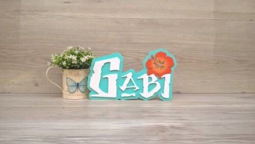 Nome em MDF - Peça de mesa Tema MOANA - Gabi 15 cm