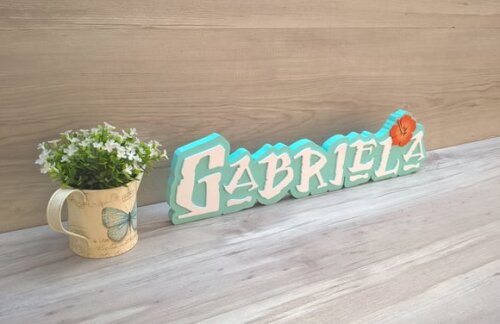 Nome em MDF - Peça de mesa Tema MOANA - Gabriela 12 cm