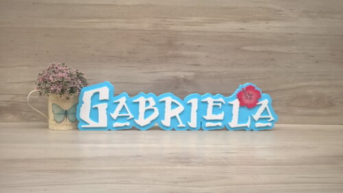 Nome em MDF - Peça de mesa Tema MOANA - Gabriela 12 cm